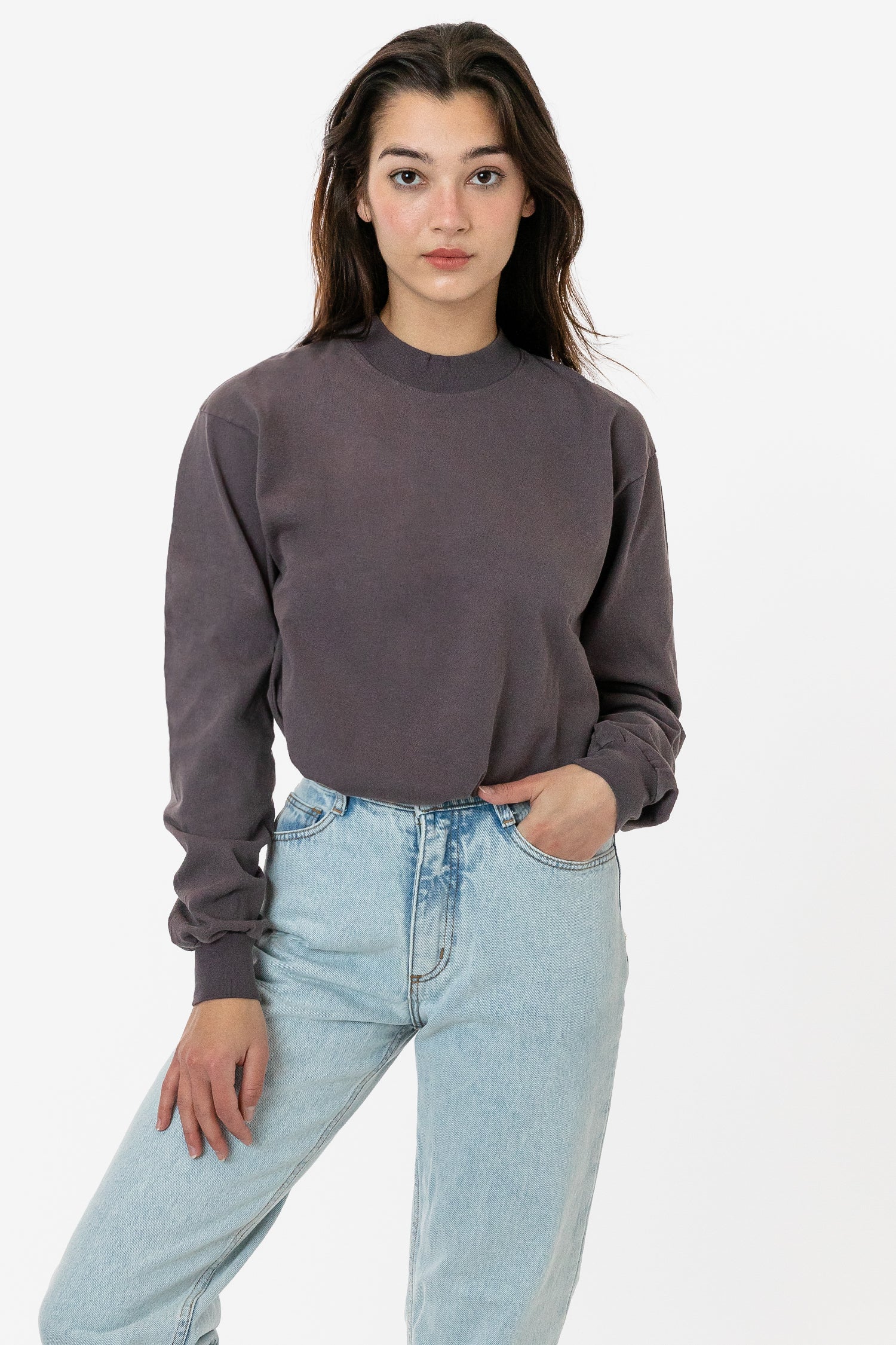 Unisex Long Sleeve Mockneck Tee - Garment Dyed