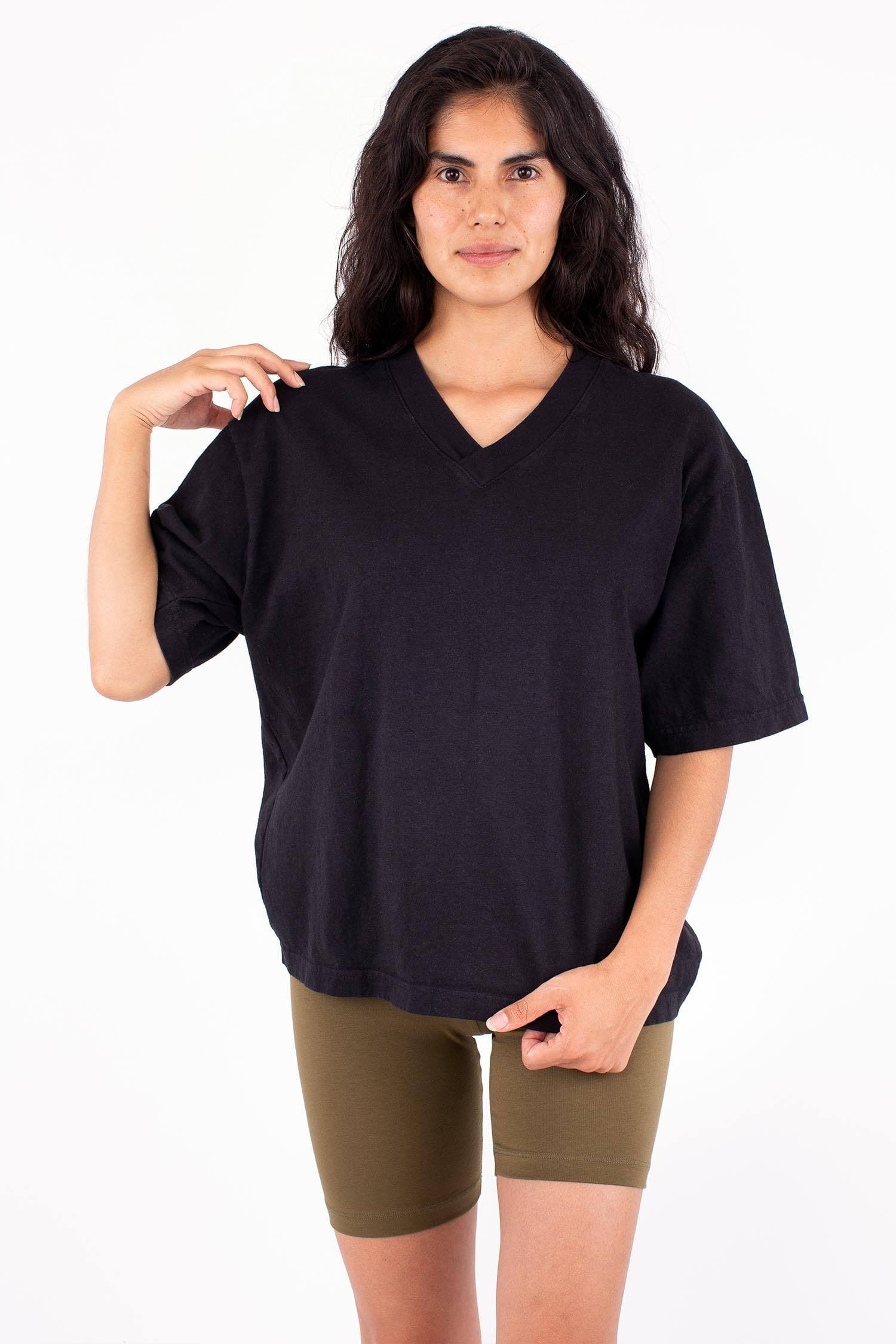 V-Neck Boxy Tee - Short Sleeve Casual T-Shirt