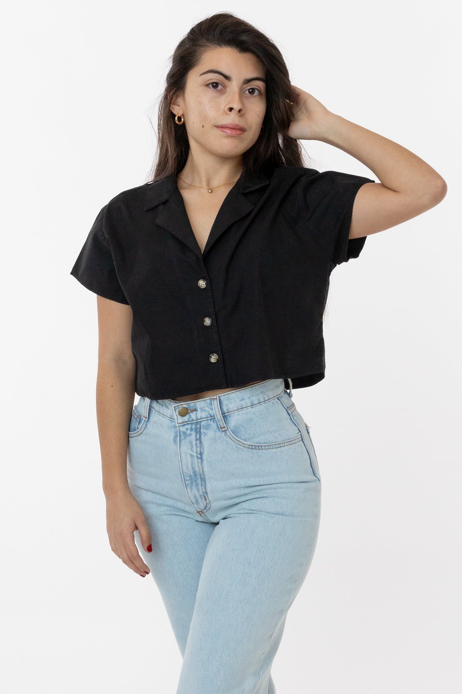 Boxy Cropped Camp Collar Shirt - RCP315GD