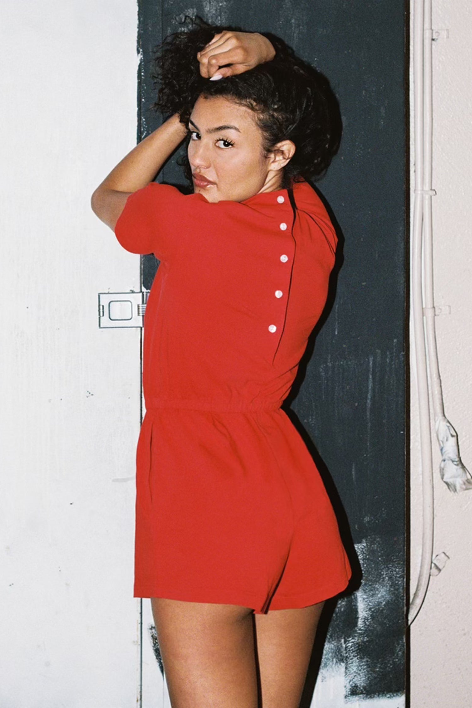 Garment-Dyed Romper – Soft Cotton T-Shirt Style