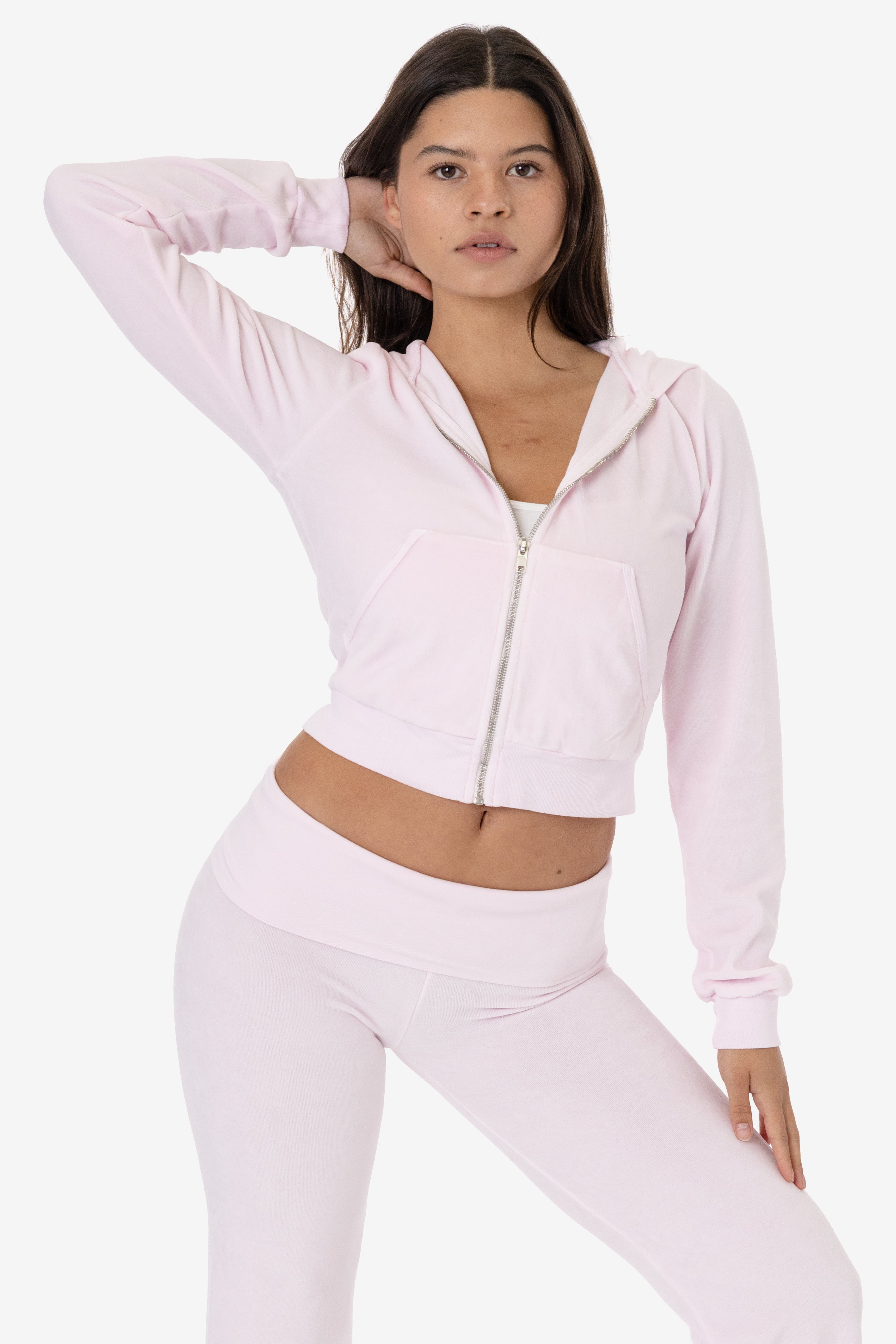 Velour Zip-Up Hoodie - Mid-Length Garment Dye