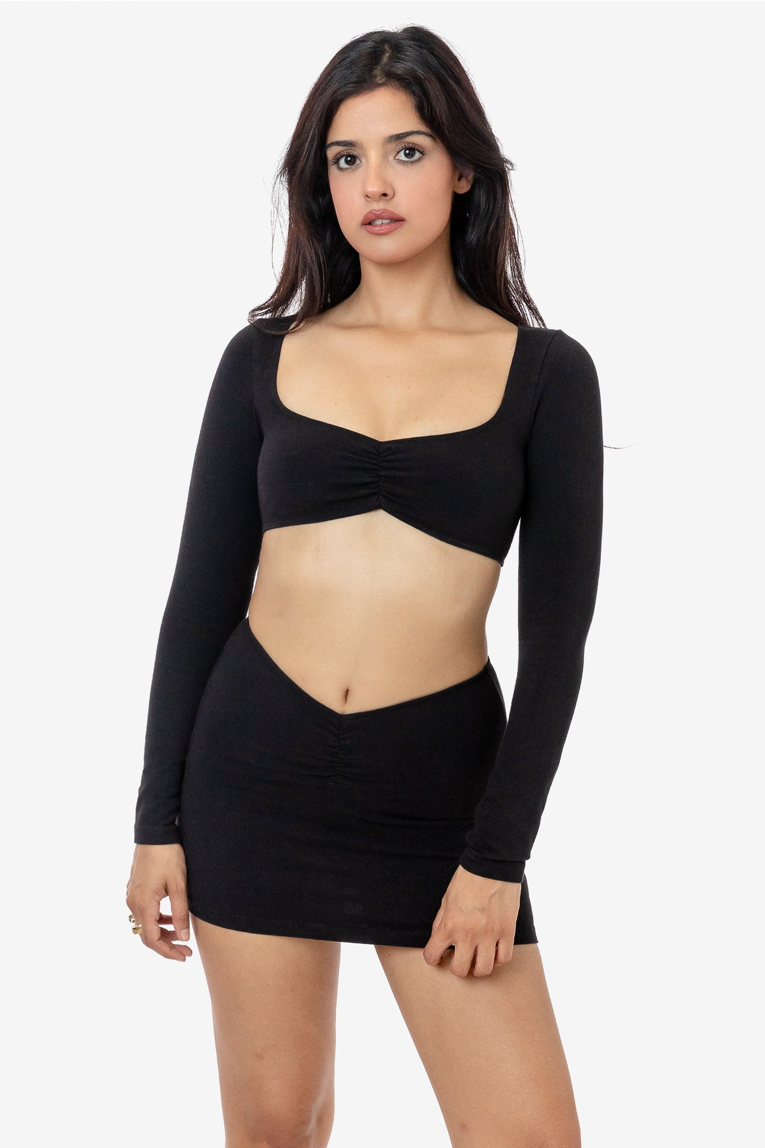 Ruched Front Mini Skirt - Garment Dyed Style