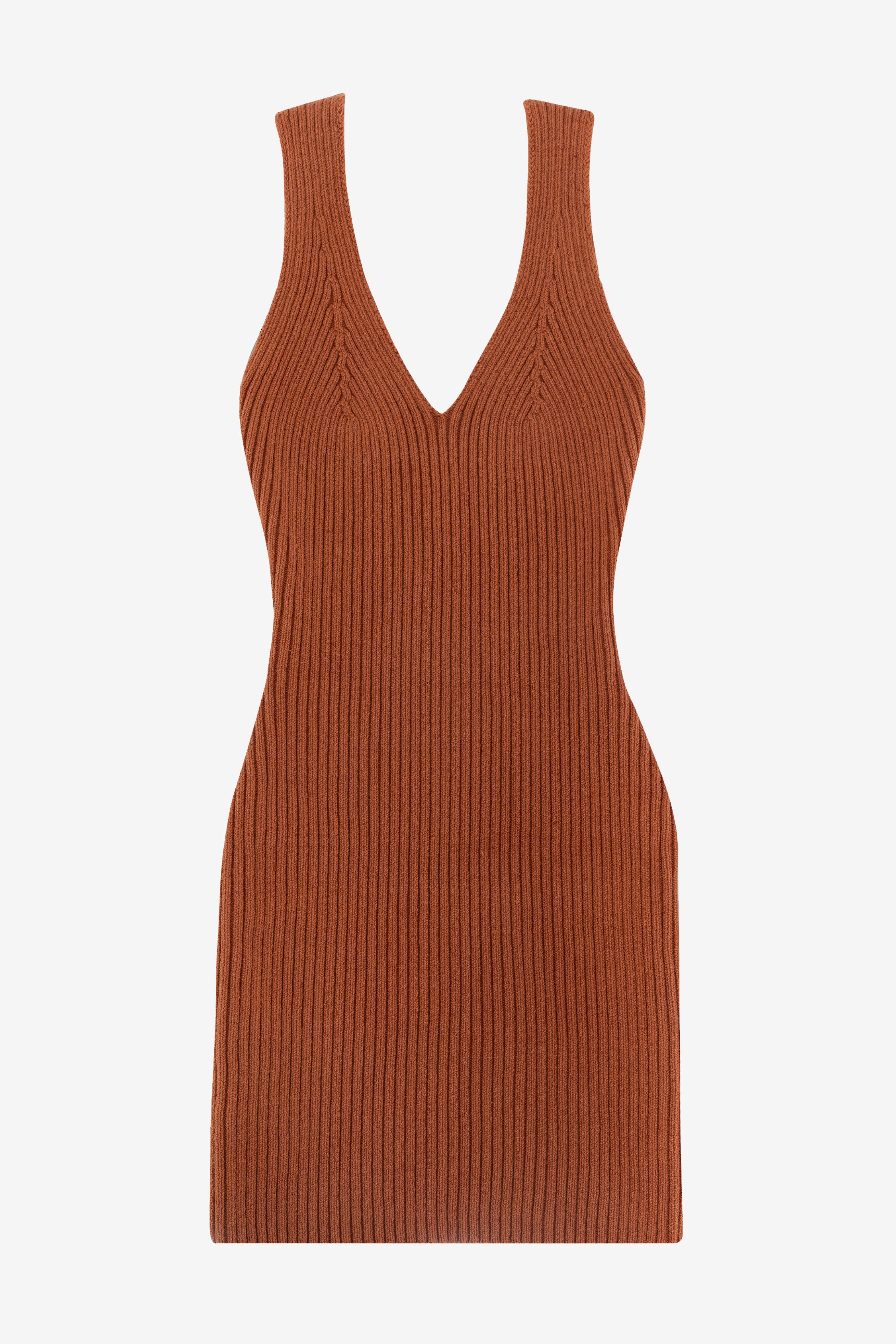 RFK226 Ribbed V-Neck Knit Dress – Ultra Heavyweight