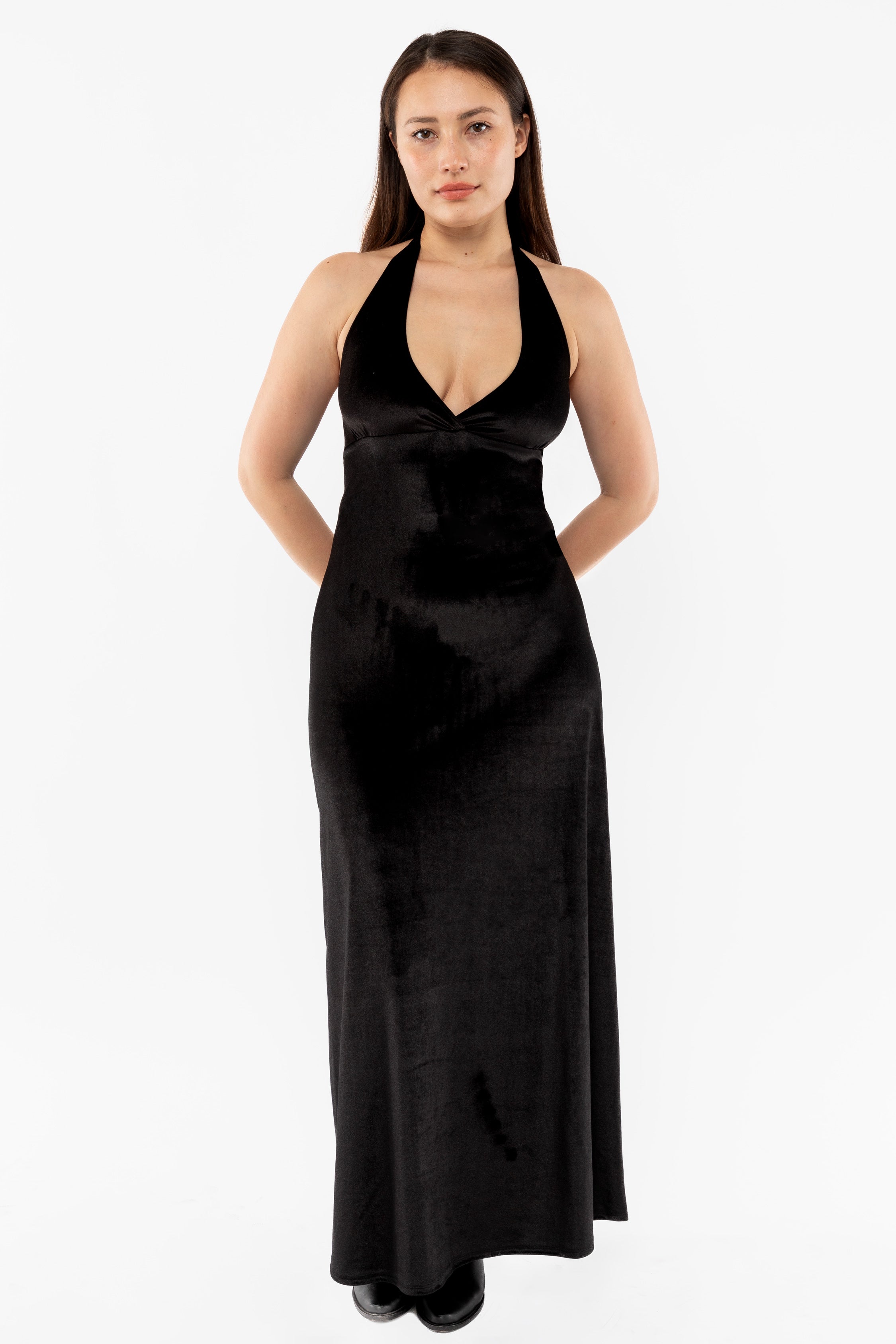 Velvet Halter Maxi Dress for Evening Wear