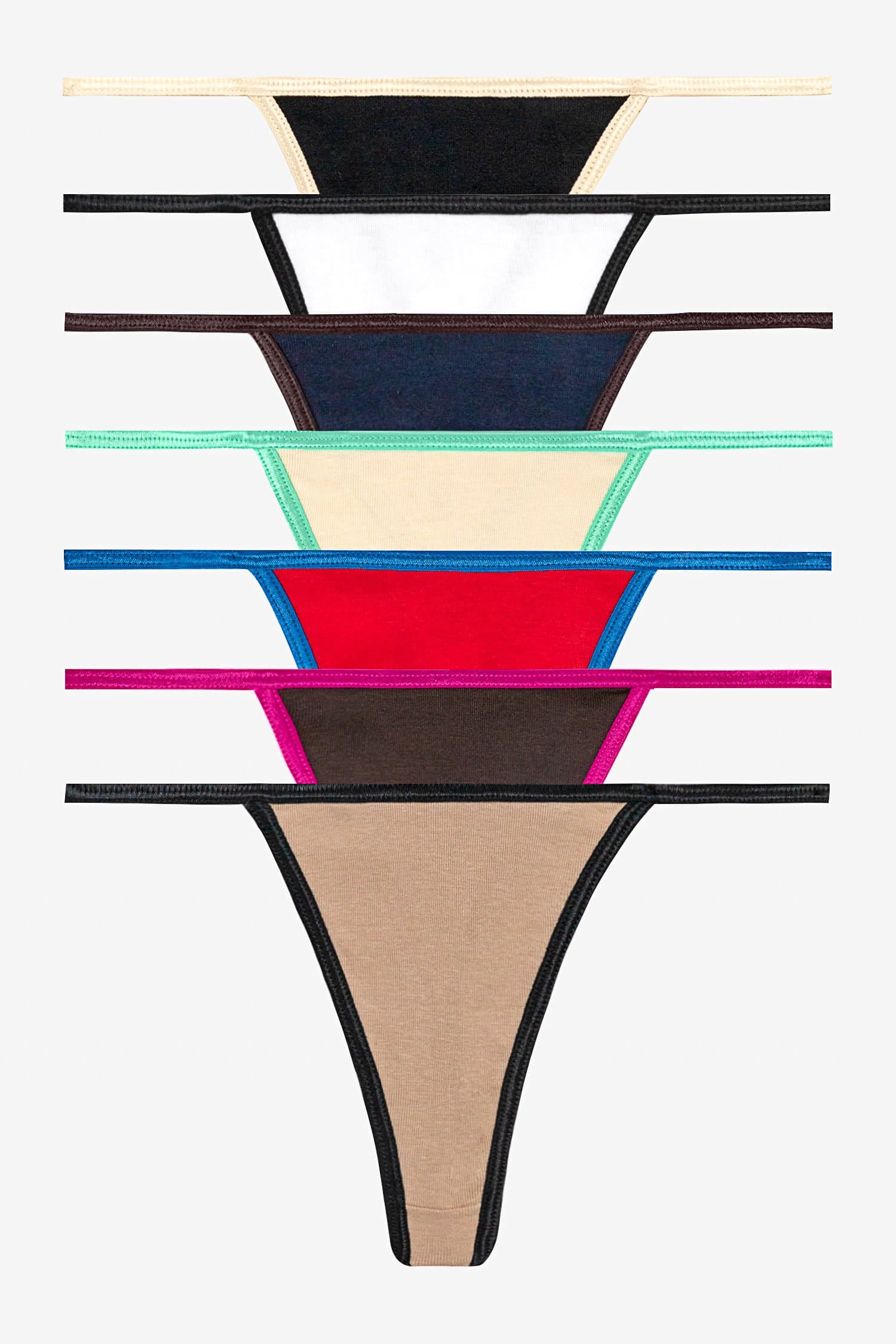 7-Pack Baby Rib Thong Set in Contrast Colors