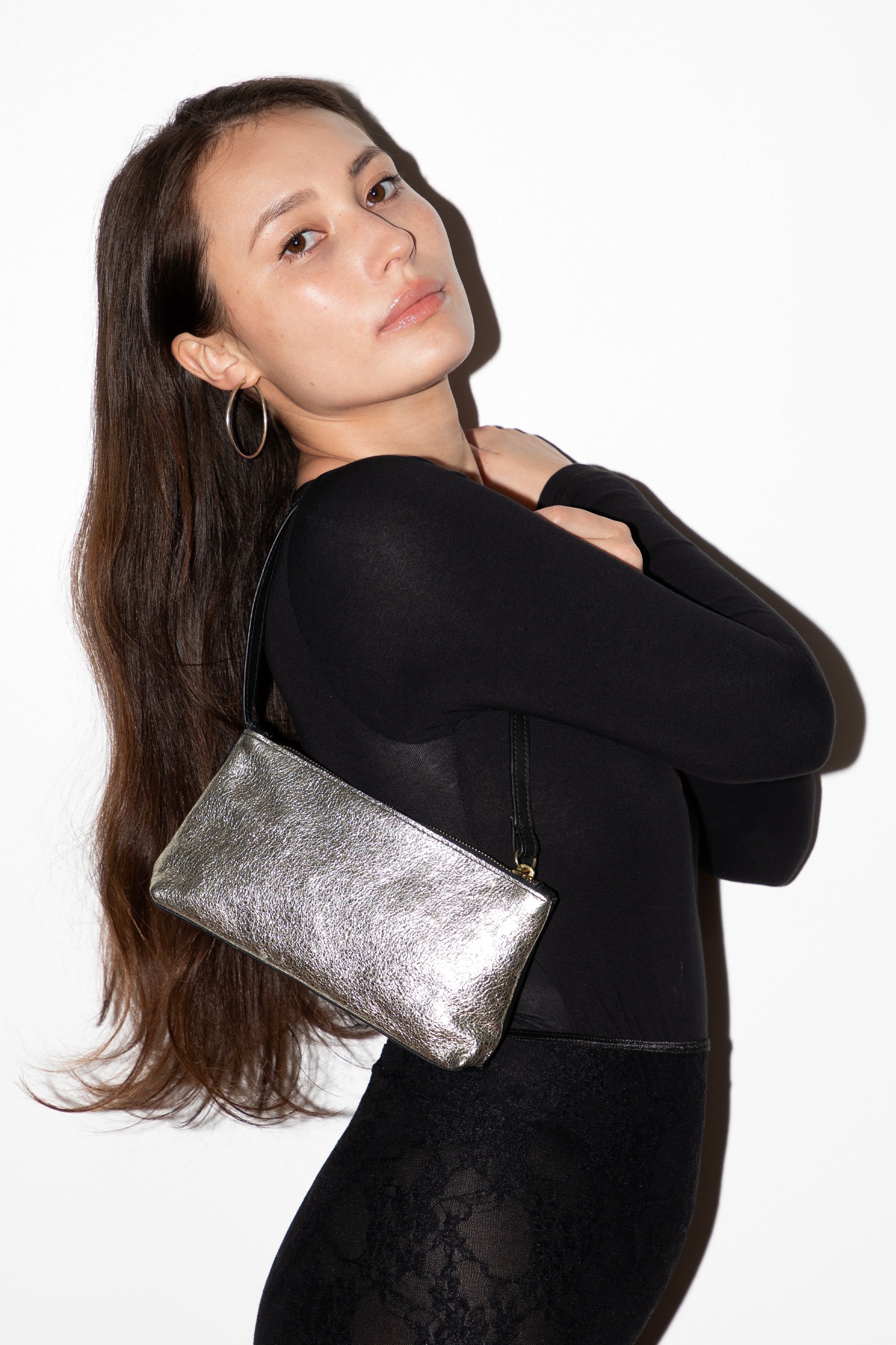 Embellished Leather Zip Clutch - RLH3490