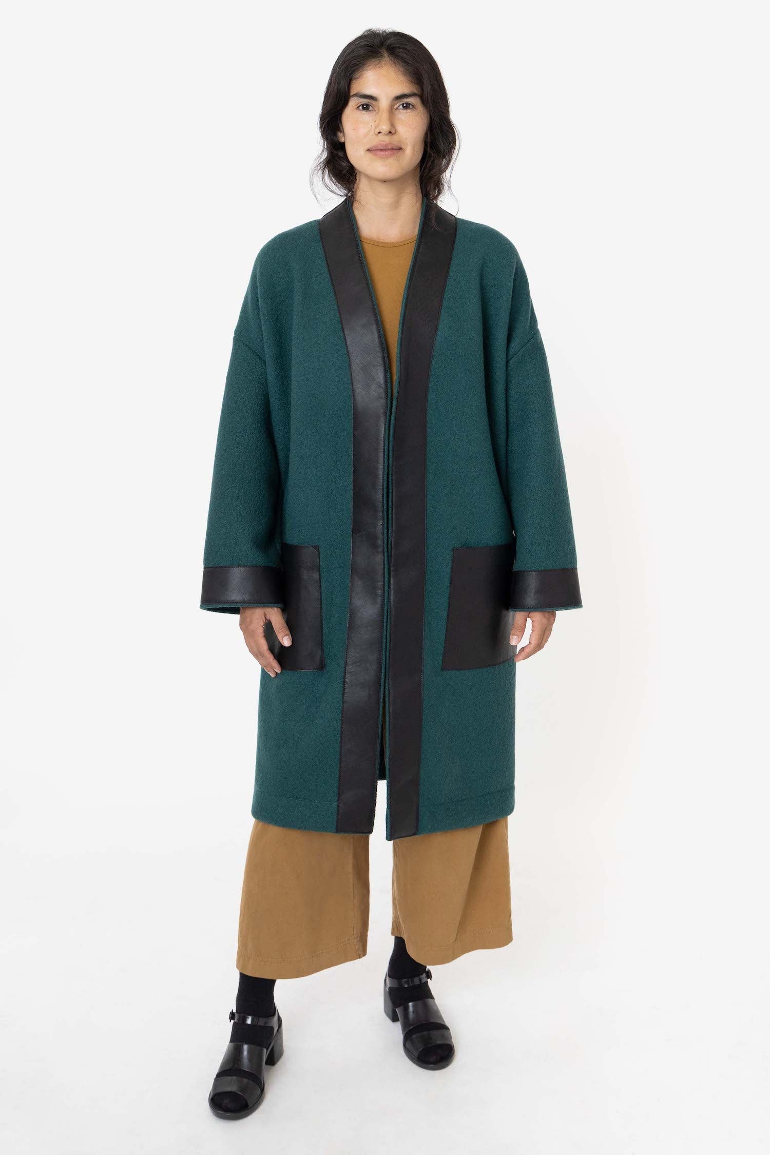 Wool & Leather Trim Coat – RWL100