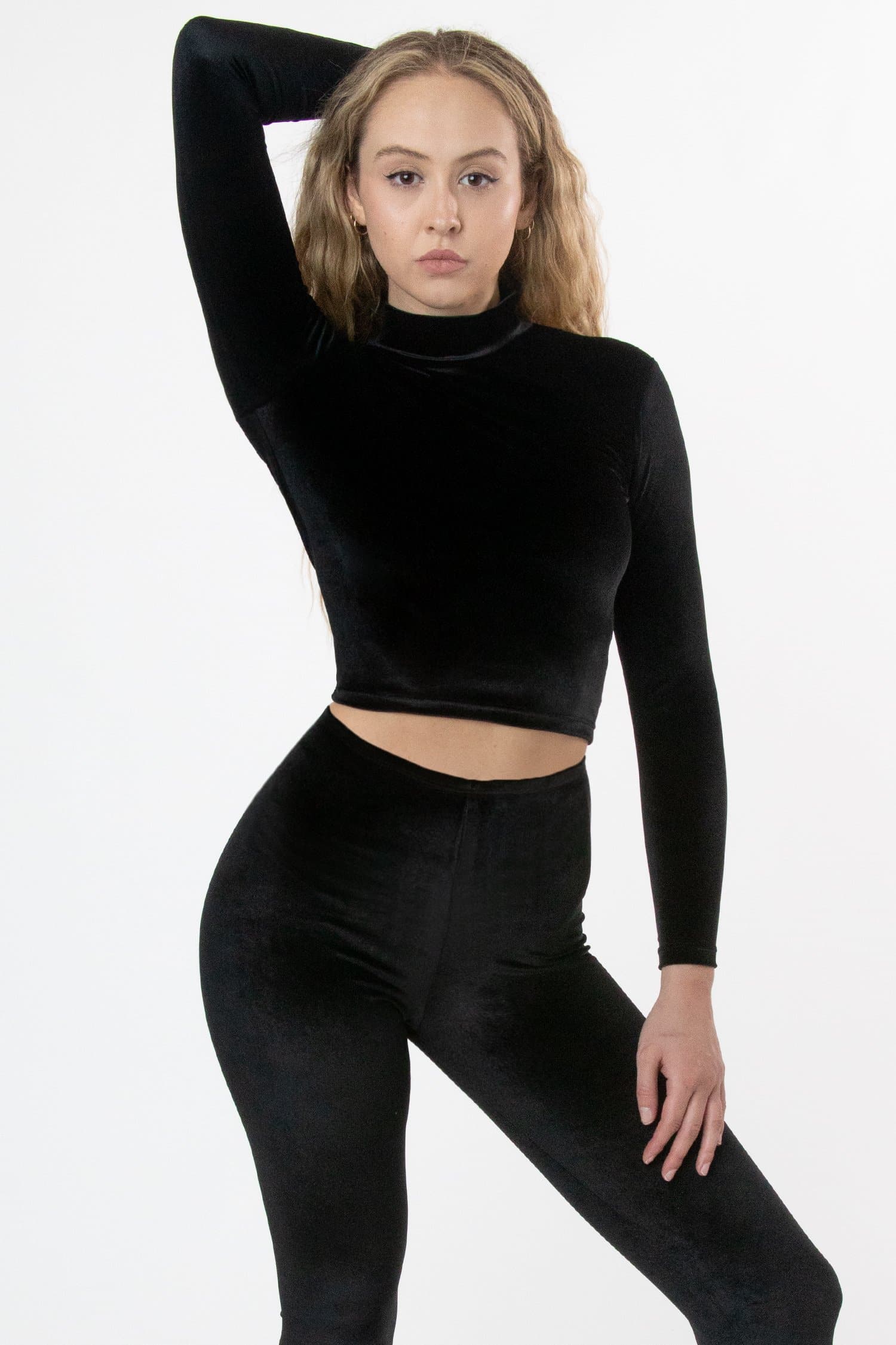 Velvet Mockneck Top - Mid-Length Fitted Style