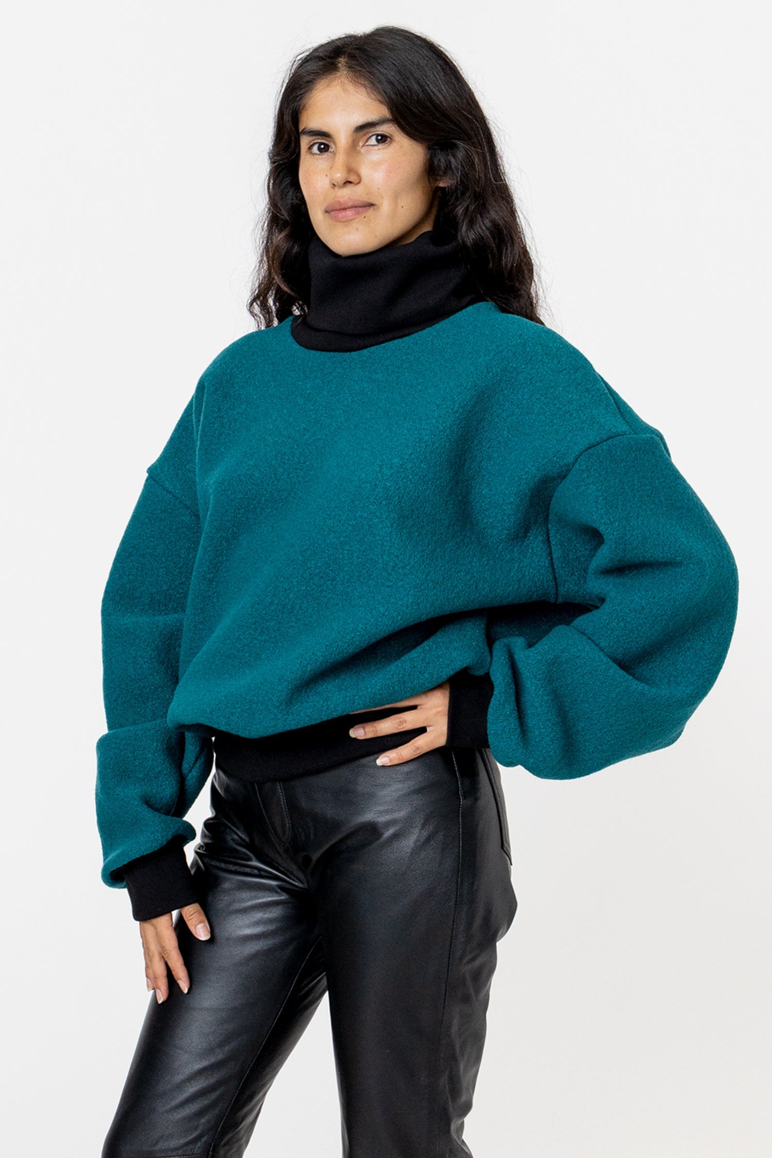 Wool & Cotton Rib Turtleneck Sweater