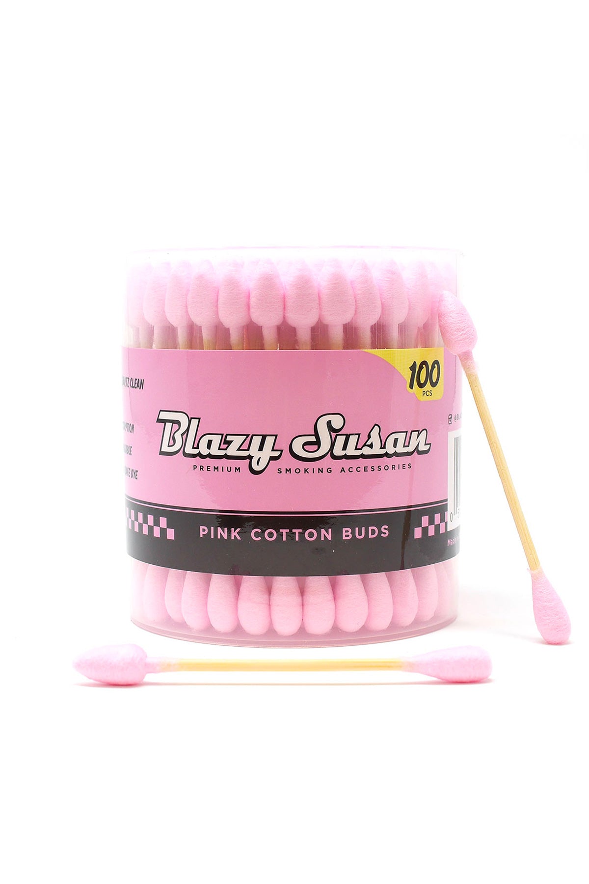 Blazy Susan Pink Cotton Swabs - 100 Count