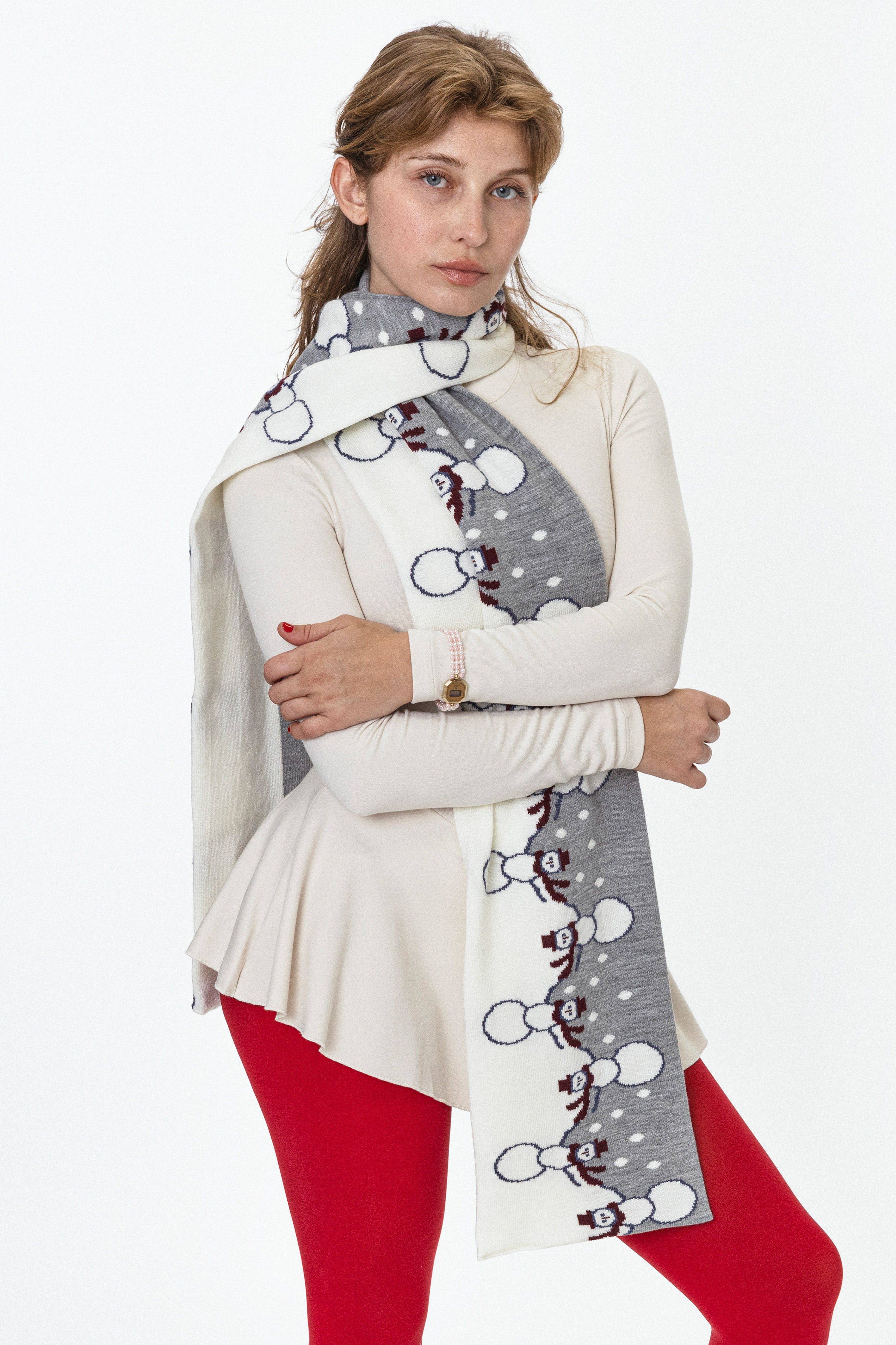 Snowman Knit Scarf for Winter