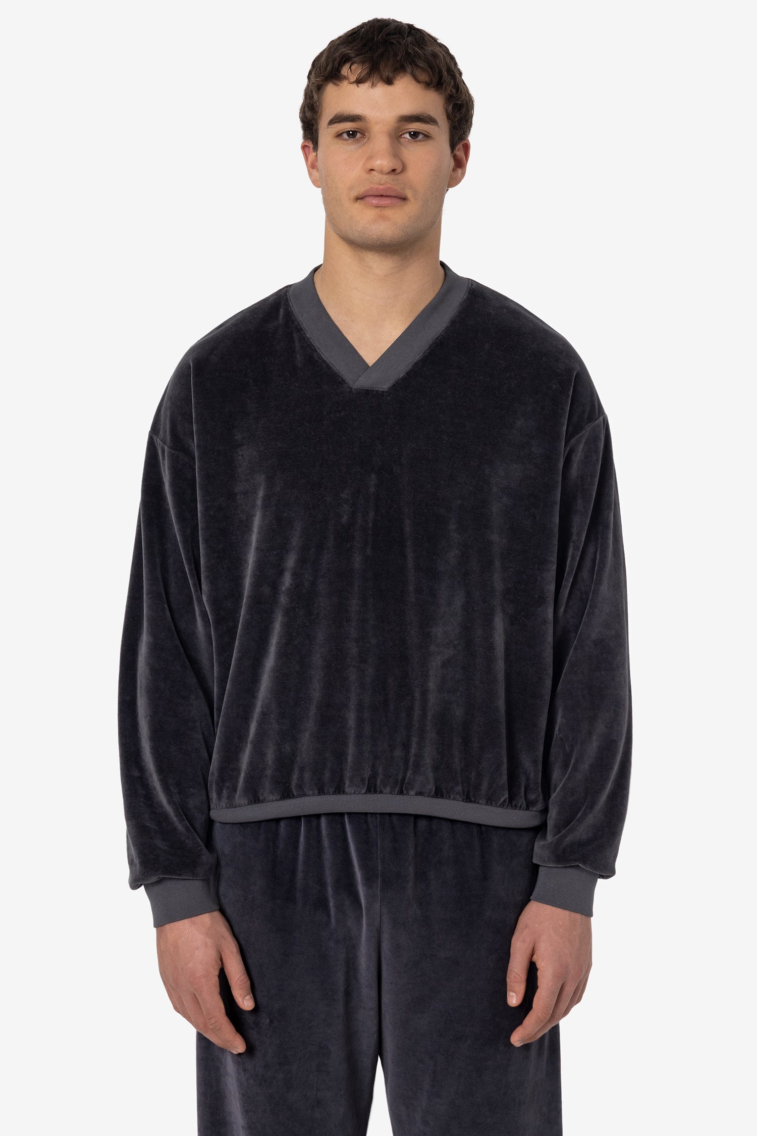 VLR56GD Velour V-Neck Sweatshirt - Soft Garment-Dyed