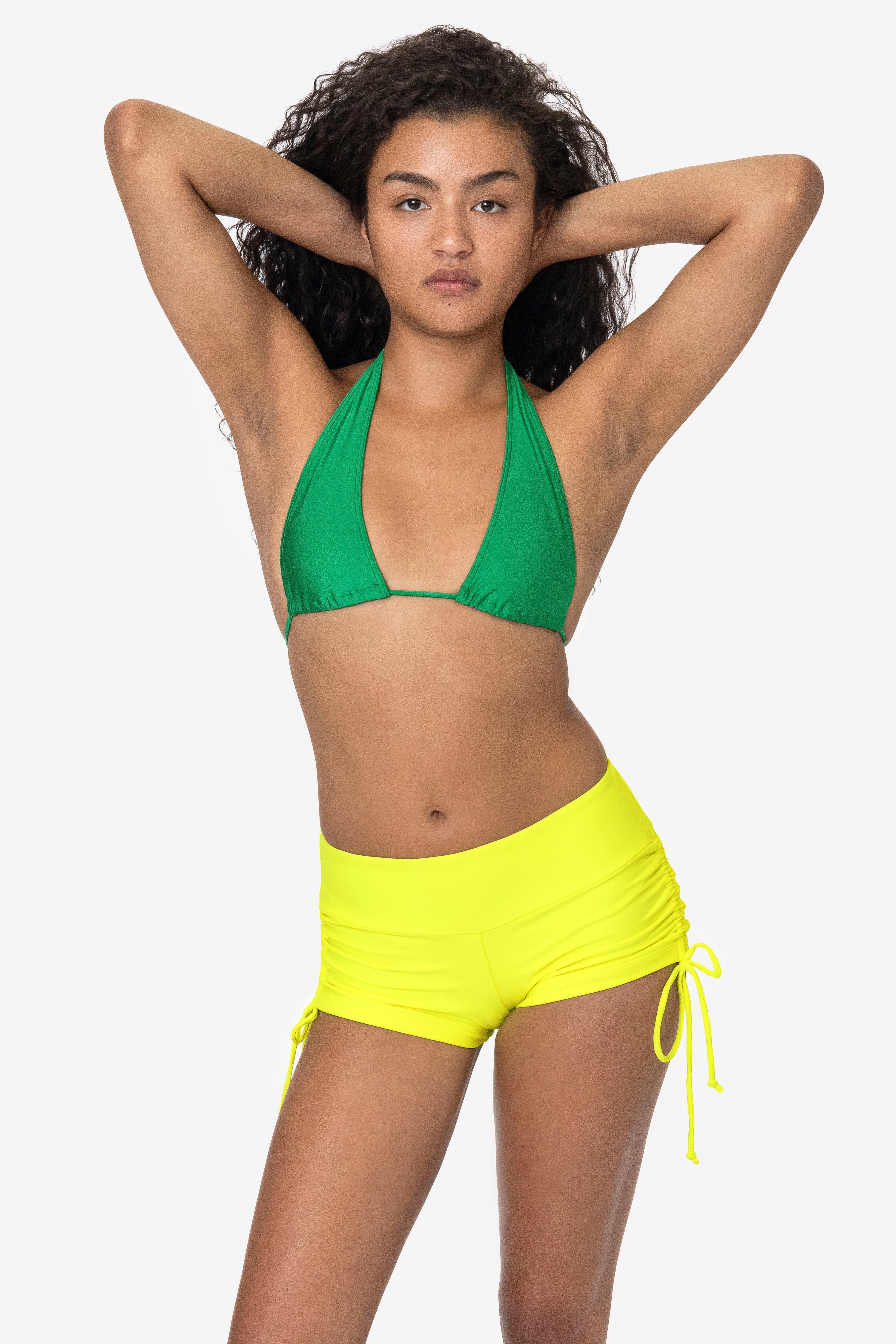 Stylish Nylon Ruched Shorts with Side Ties