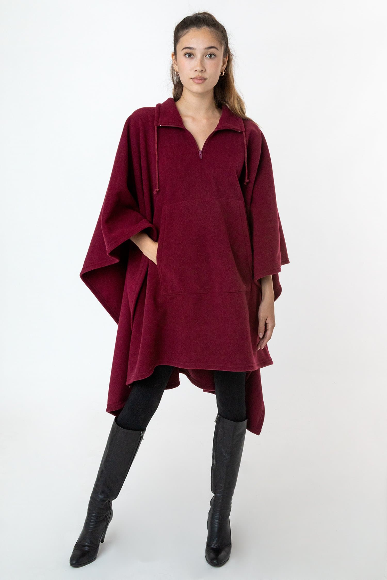 Polar Fleece Half-Zip Poncho – Cozy & Warm