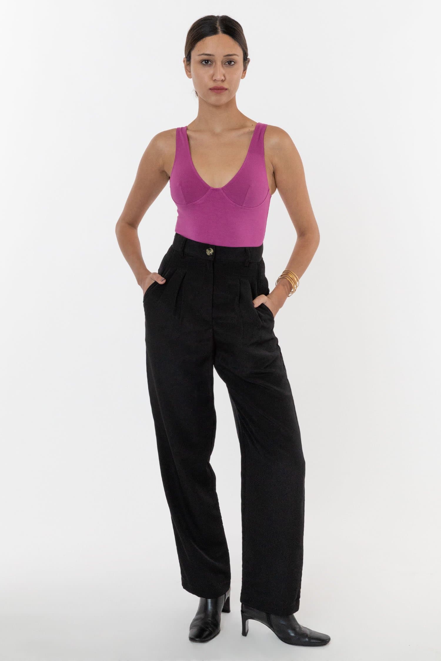 RSAPP350 Polyester Pleated Straight Leg Pants