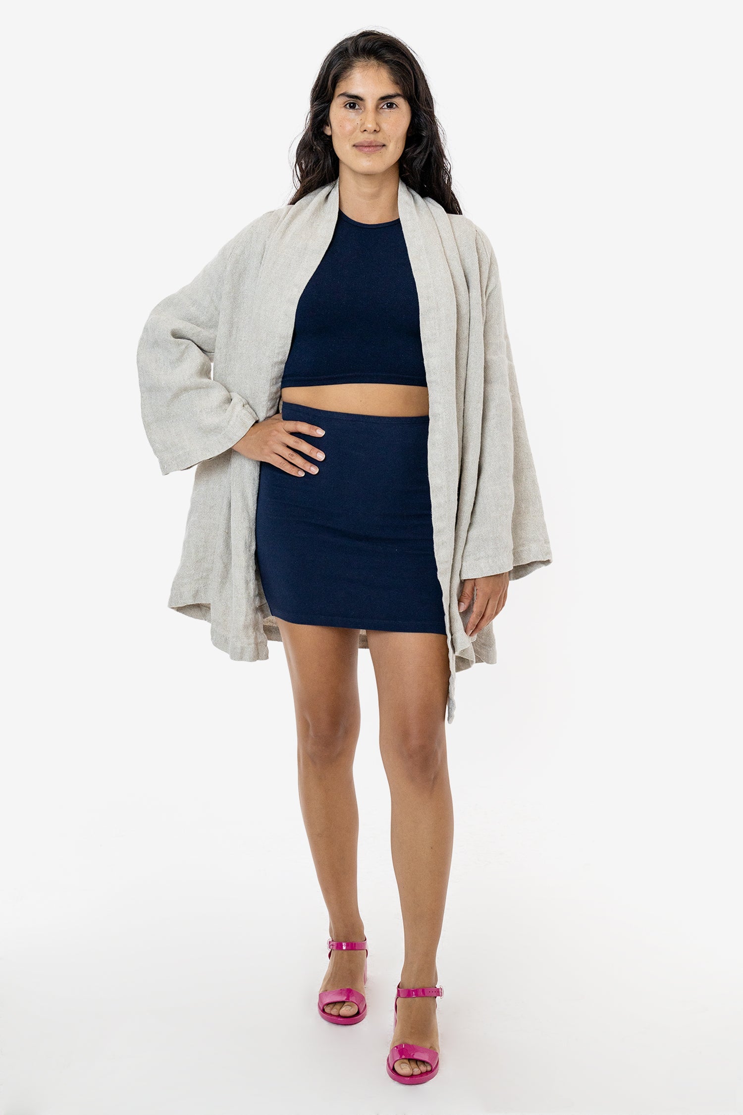 Linen Burlap Cardigan with Tie Front