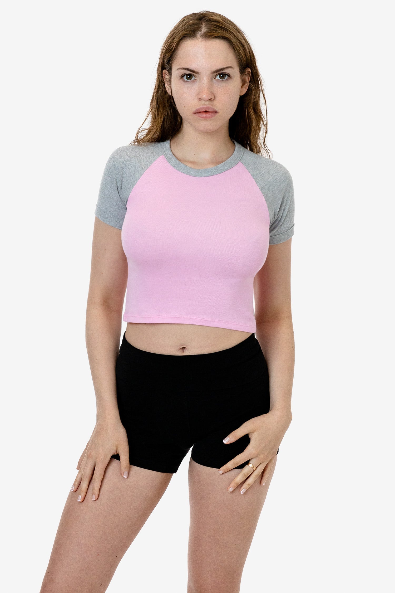 Baby Rib Cropped Raglan Tee - Short Sleeve Top