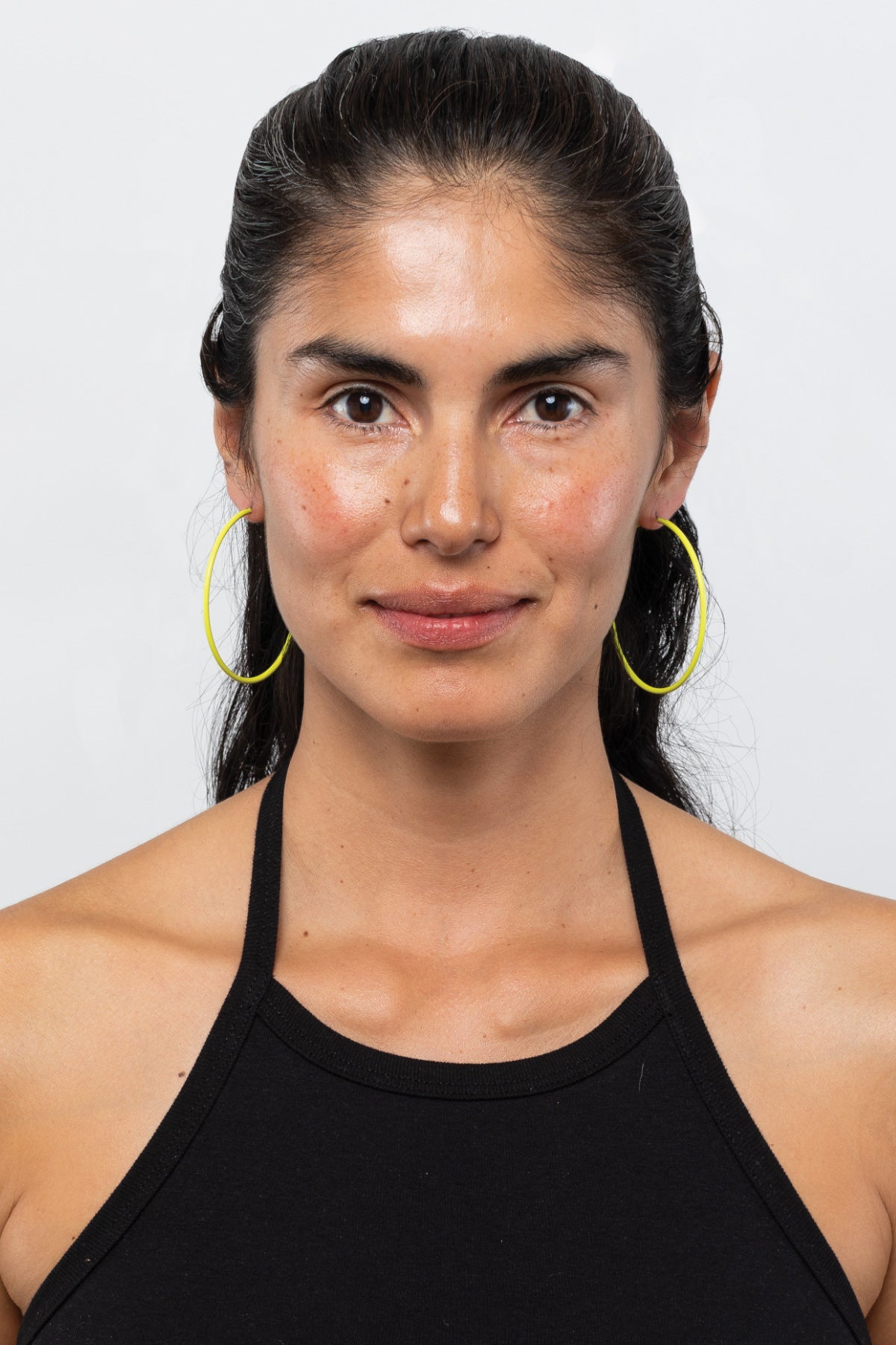 Bright Neon Yellow Hoop Earrings for Women