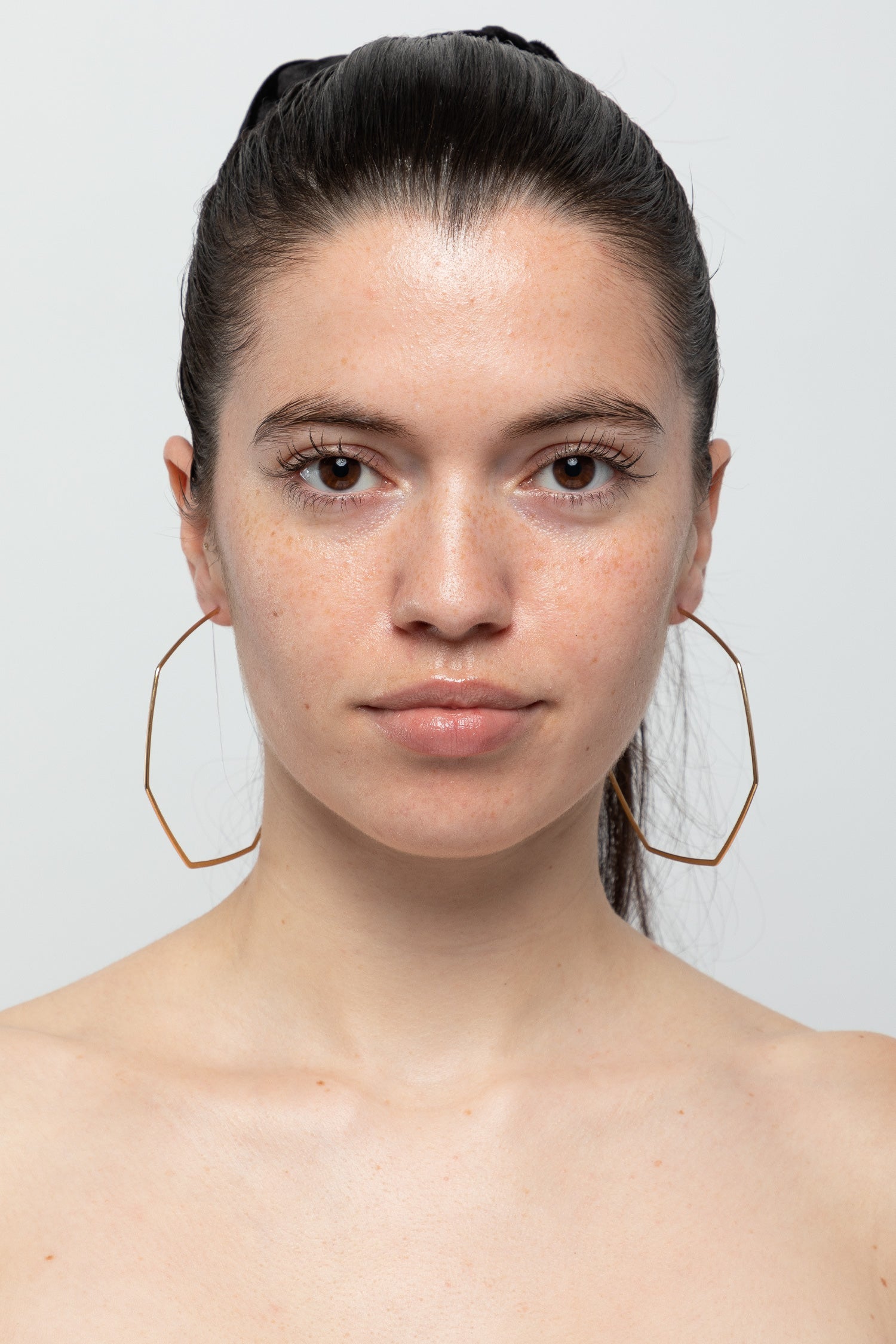 Hexagon Post Hoop Earrings - JWL318