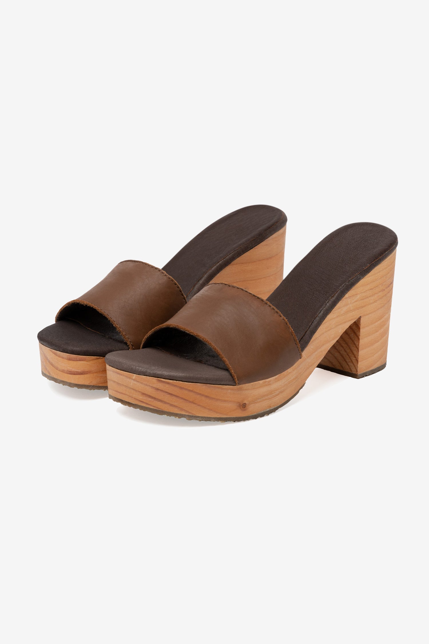 Wooden Mule Sandals with Heel - Comfort & Style