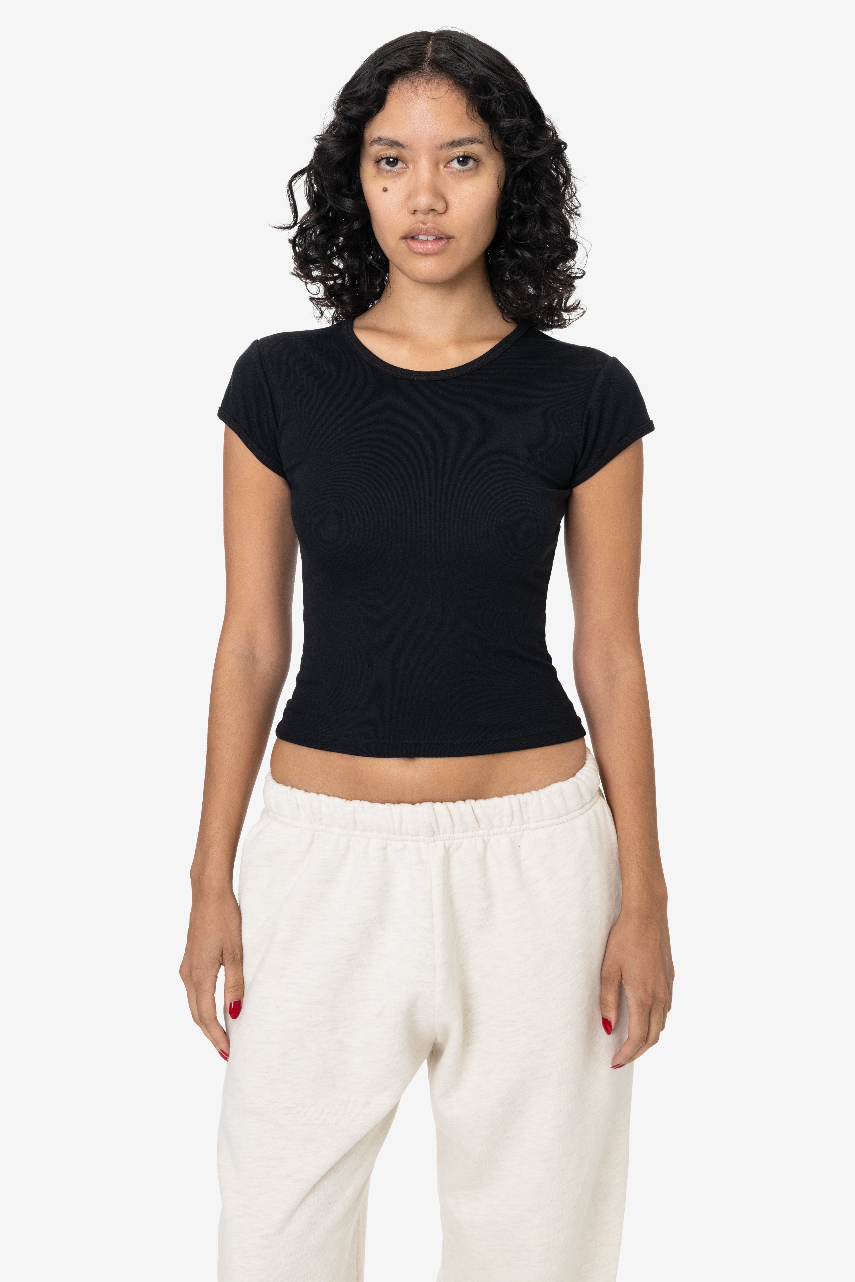 Poly Cotton Baby Rib Cap Sleeve Tee - Soft & Comfortable