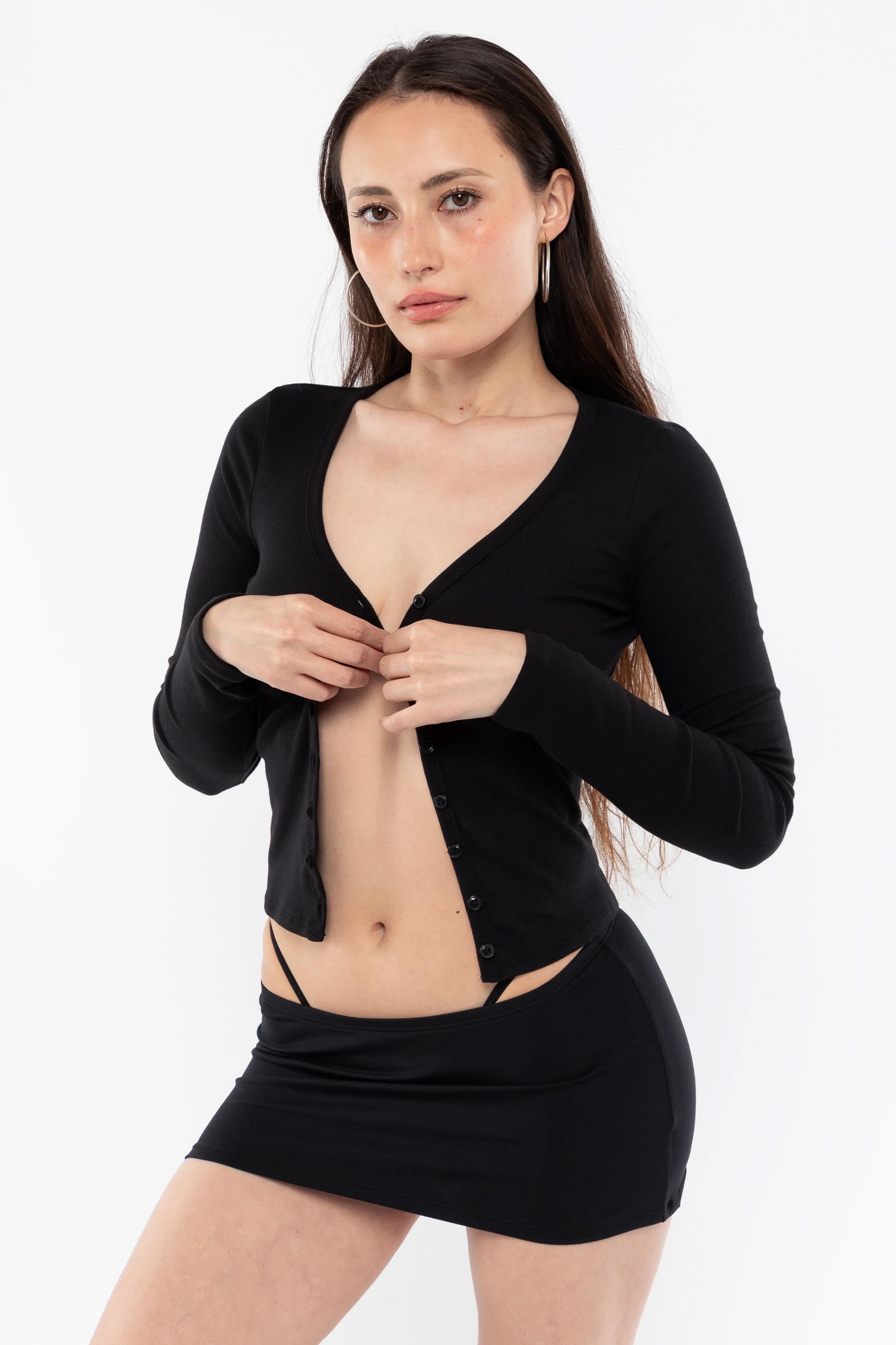Flex Rib V-Neck Button-Up Shirt
