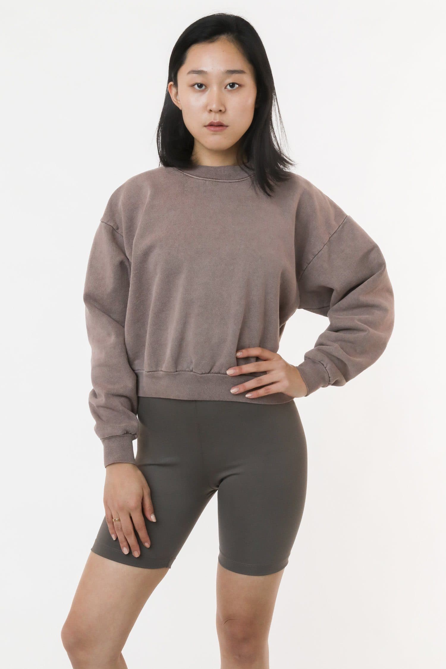 Pigment-Dyed Fleece Cropped Pullover - HF06