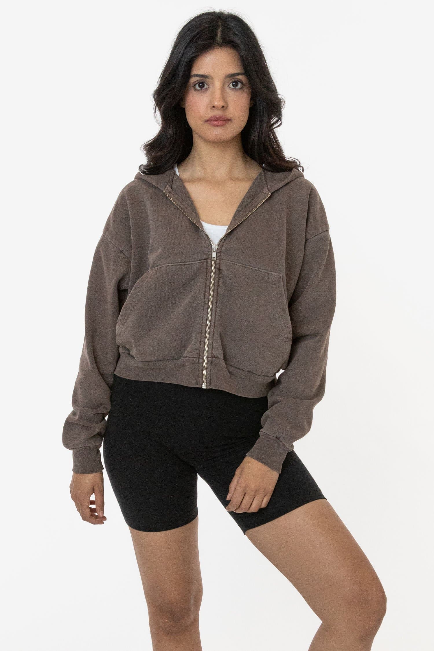 Pigment-Dye Cropped Fleece Hoodie - HF16