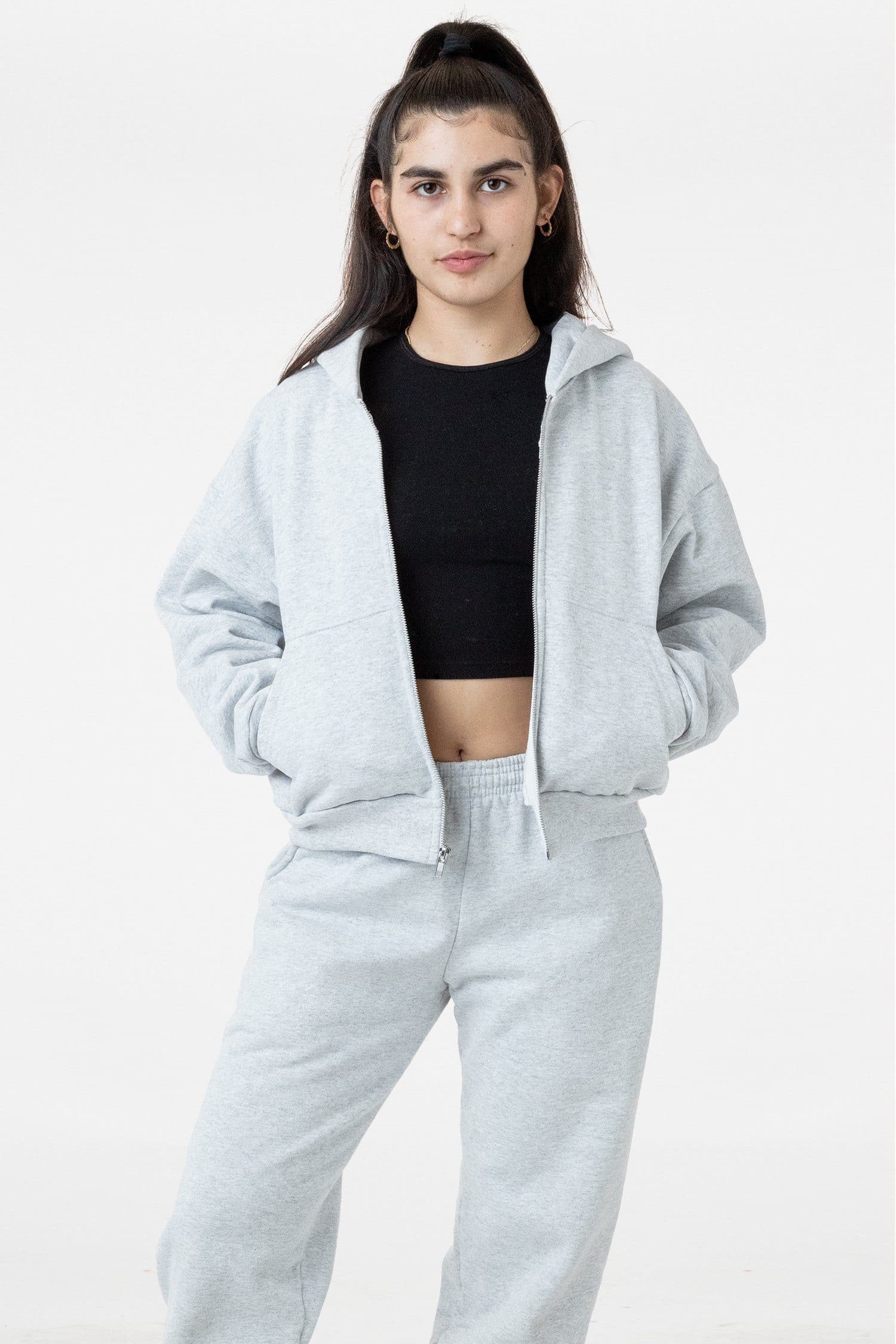 Heavy Fleece Cropped Zip Hoodie - Cozy & Stylish