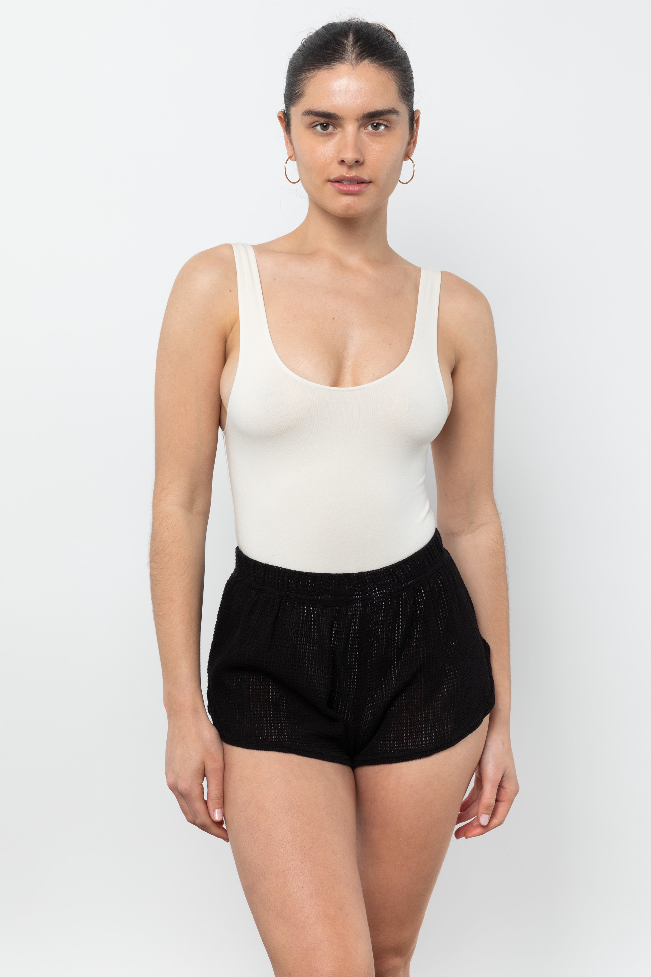 Fishnet Cotton Shorts - Garment Dyed for Style