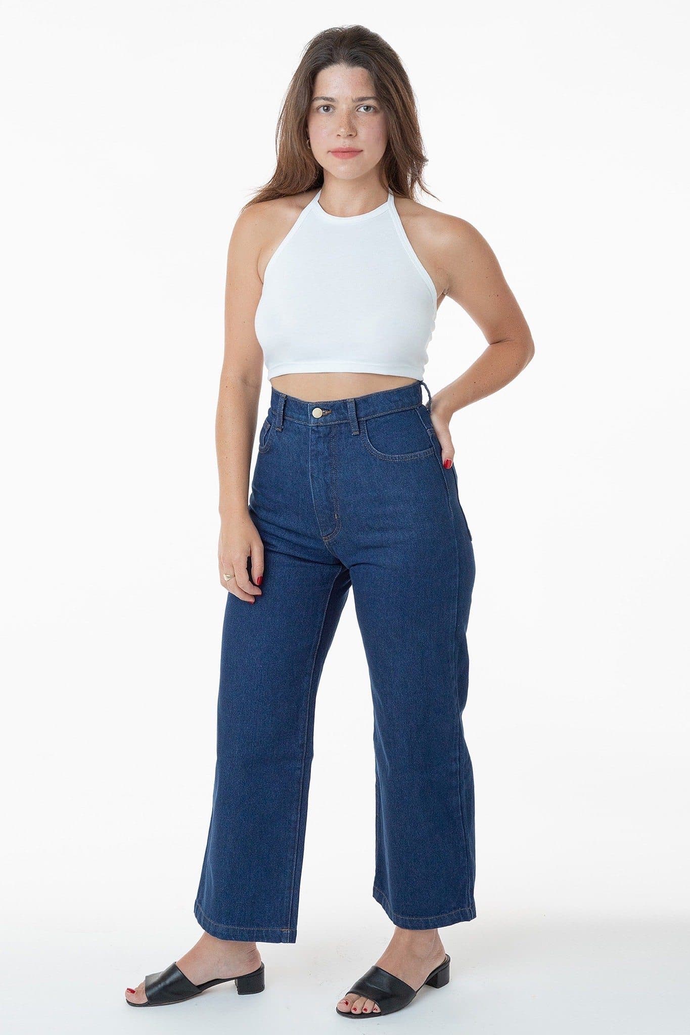 High Waisted Wide Leg Denim Jeans for Women